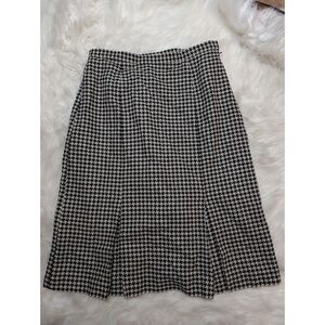 Women Eddie Bauer Houndstooth Wool Blend Knee Length skirt size‎ 8